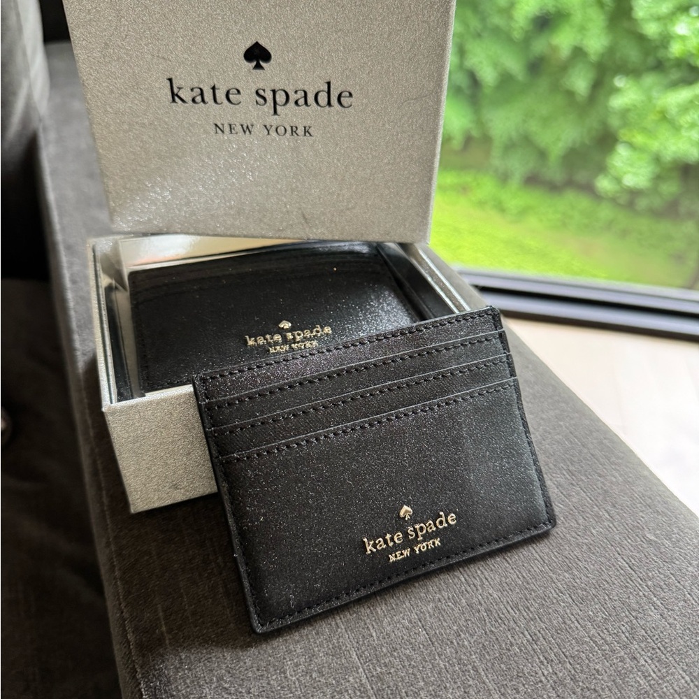 Kate Spade Black Card Holder with Gold Accents